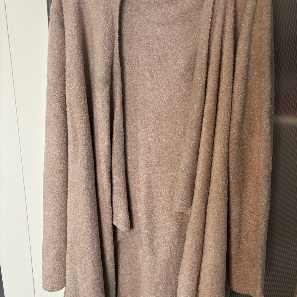 Barefoot Dreams Tan Cardigan Sweater Plush Open Front